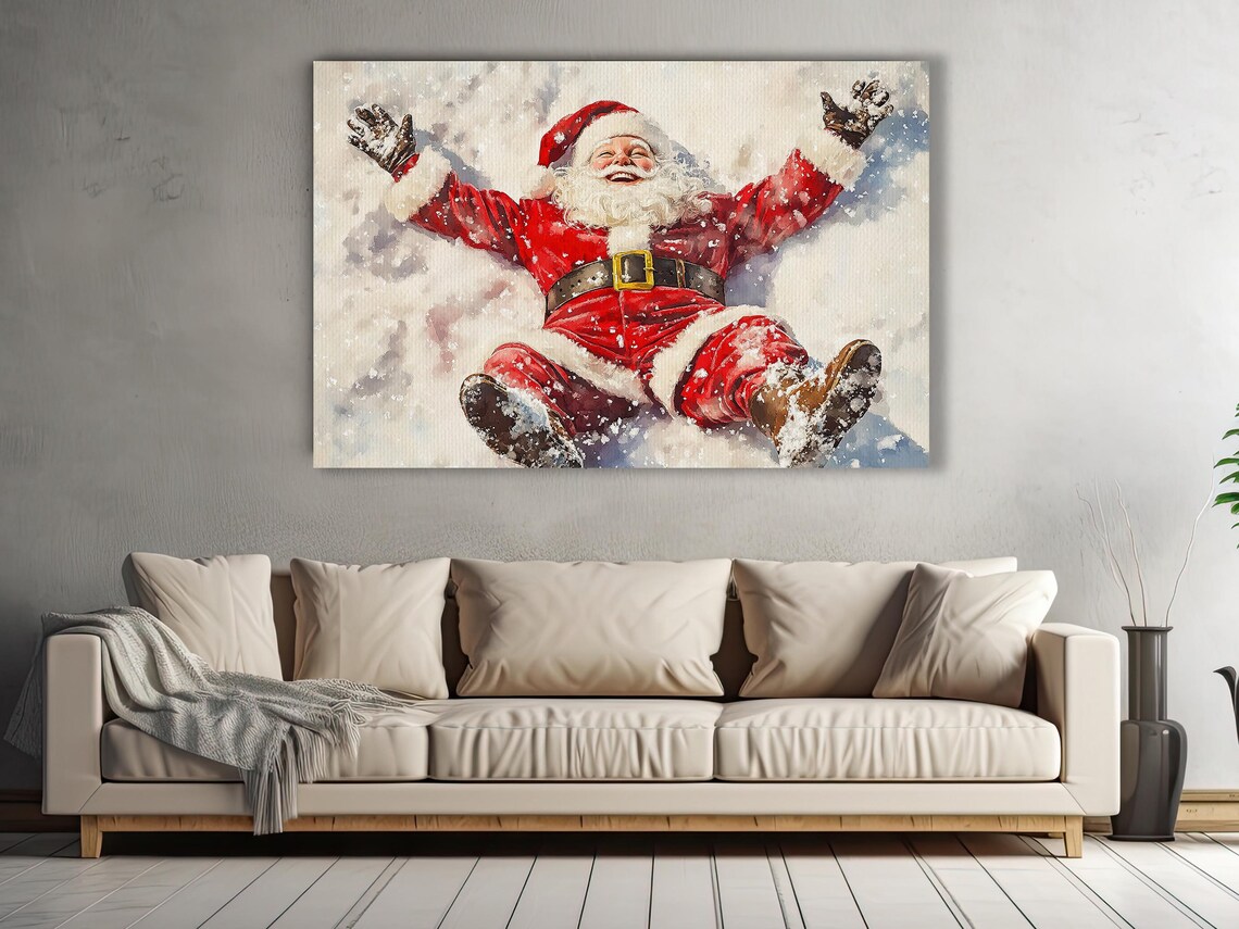 Vintage Santa Delighted Christmas Season Poster - Image 2