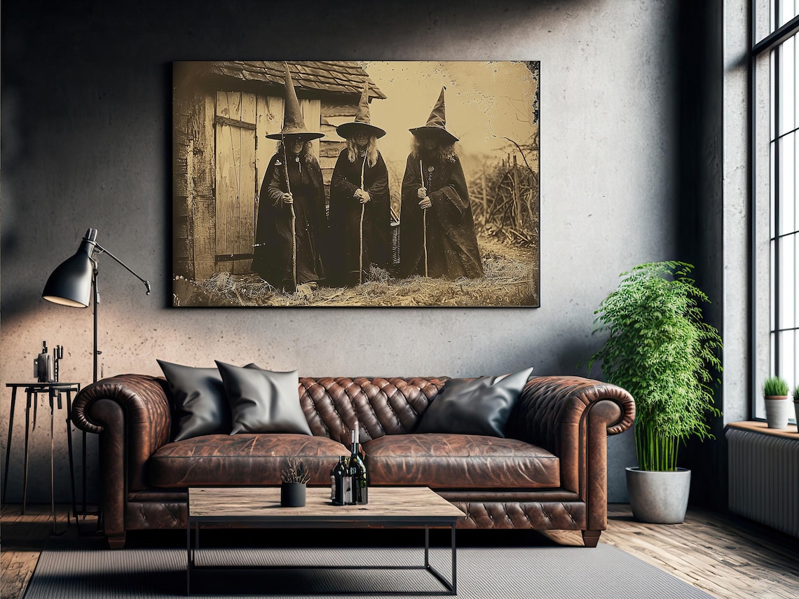 Classic Three Old Witches Halloween Poster Print - Image 3