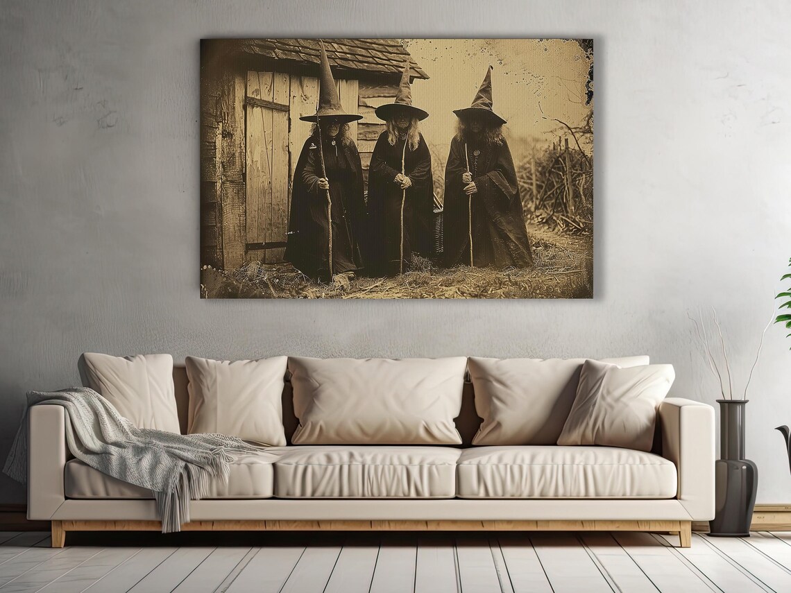 Classic Three Old Witches Halloween Poster Print - Image 2