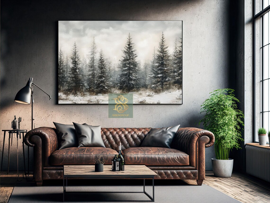 Vintage Winter Forest Poster, Cottage Winter Decor - Image 3