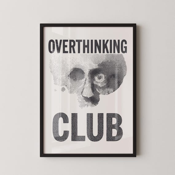 Overthinking Club Print Halftone Skull Illusion Dark Humor