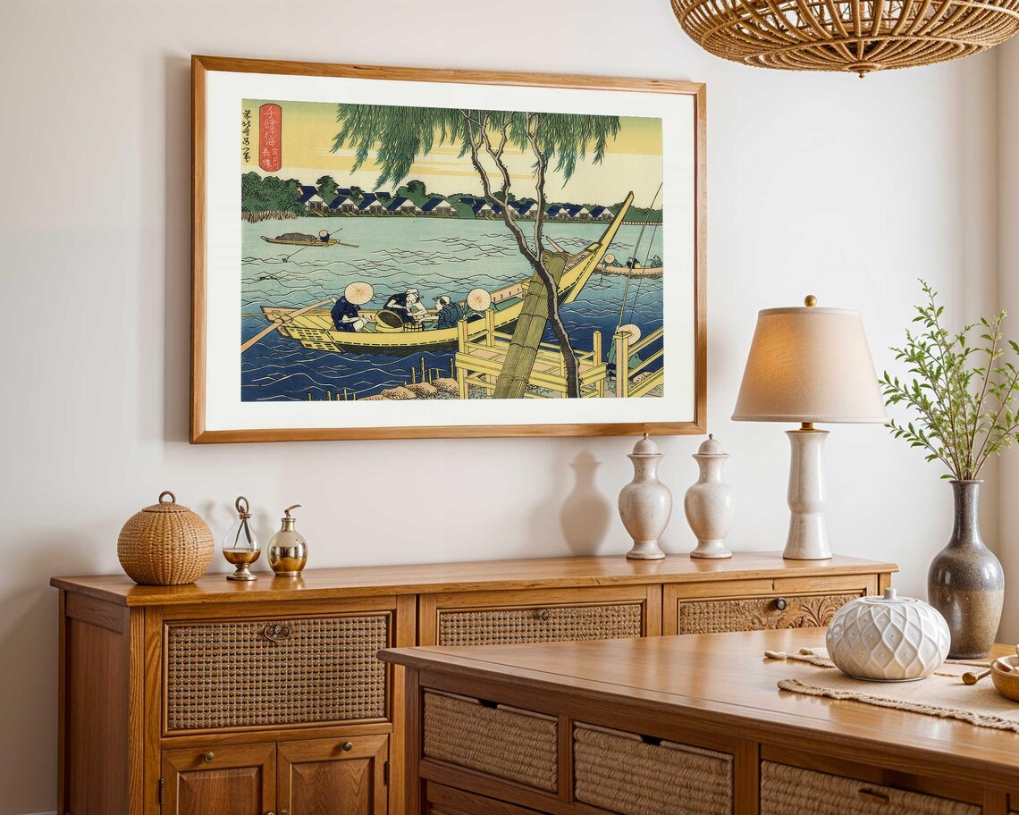 Katsushika Hokusai, Fishing in Miyato River Art Print - Image 3