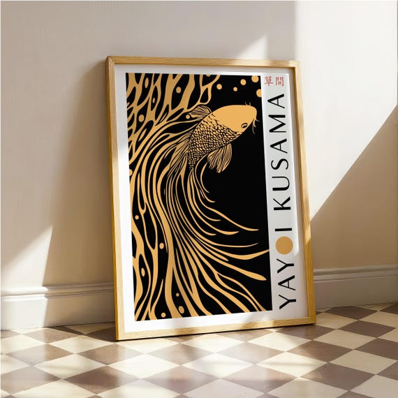 Yayoi Kusama Abstract Koi Fish Wall Art Bedroom Koi Fish Poster Koi Fish Poster Koi Fish Print Kusama Inspired Print Japanese Art