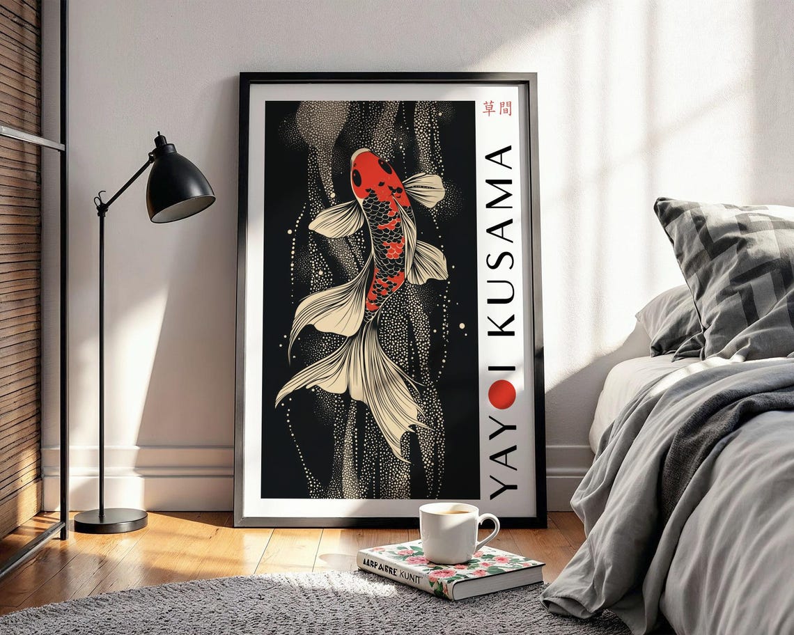 Yayoi Kusama Koi Fish Wall Art Bedroom Koi Fish Poster Koi Fish Poster Koi Fish Print Kusama Inspired Print Japanese Art Print - Image 2