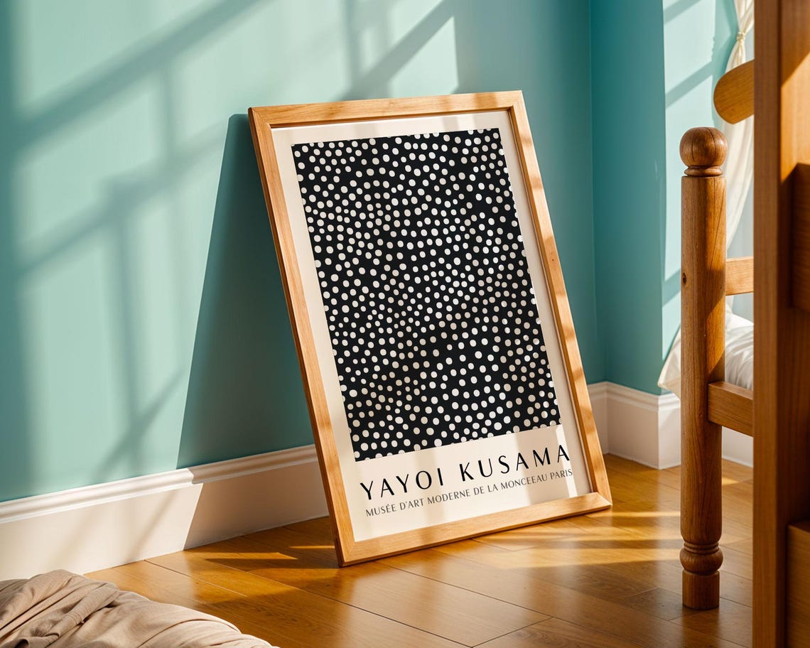 Yayoi Kusama Dense Black and White Dotted Pattern Museum Art Poster - Image 5