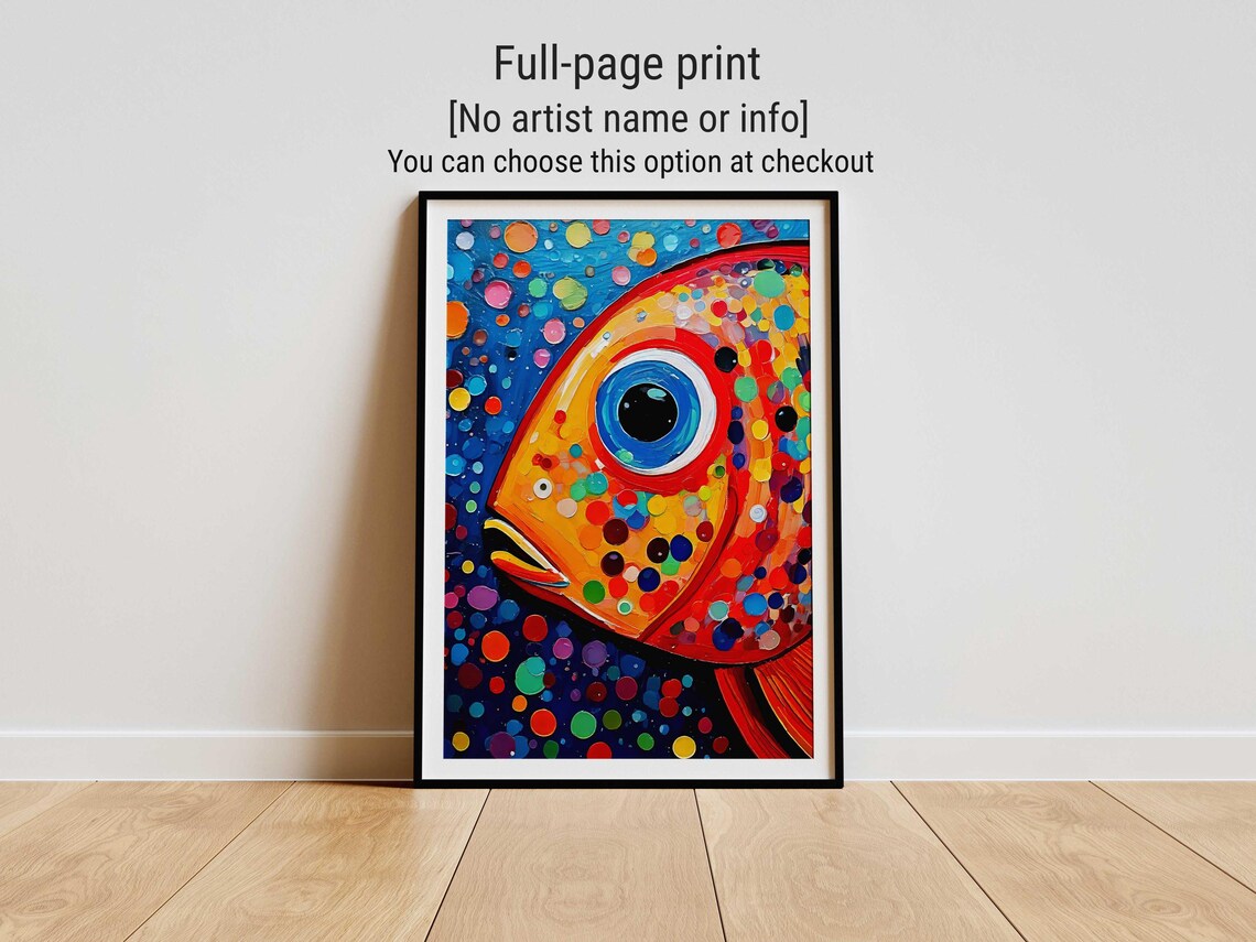 Yayoi Kusama Inspired Colorful Dotted Fish Portrait Art Poster - Image 4