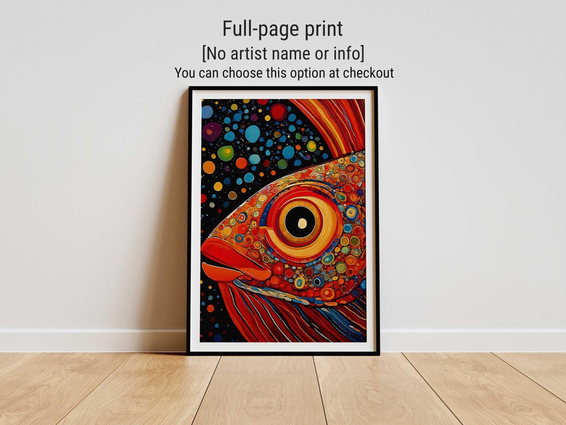 Yayoi Kusama Inspired Bold Red Fish Close Up Portrait Art Poster - Image 4