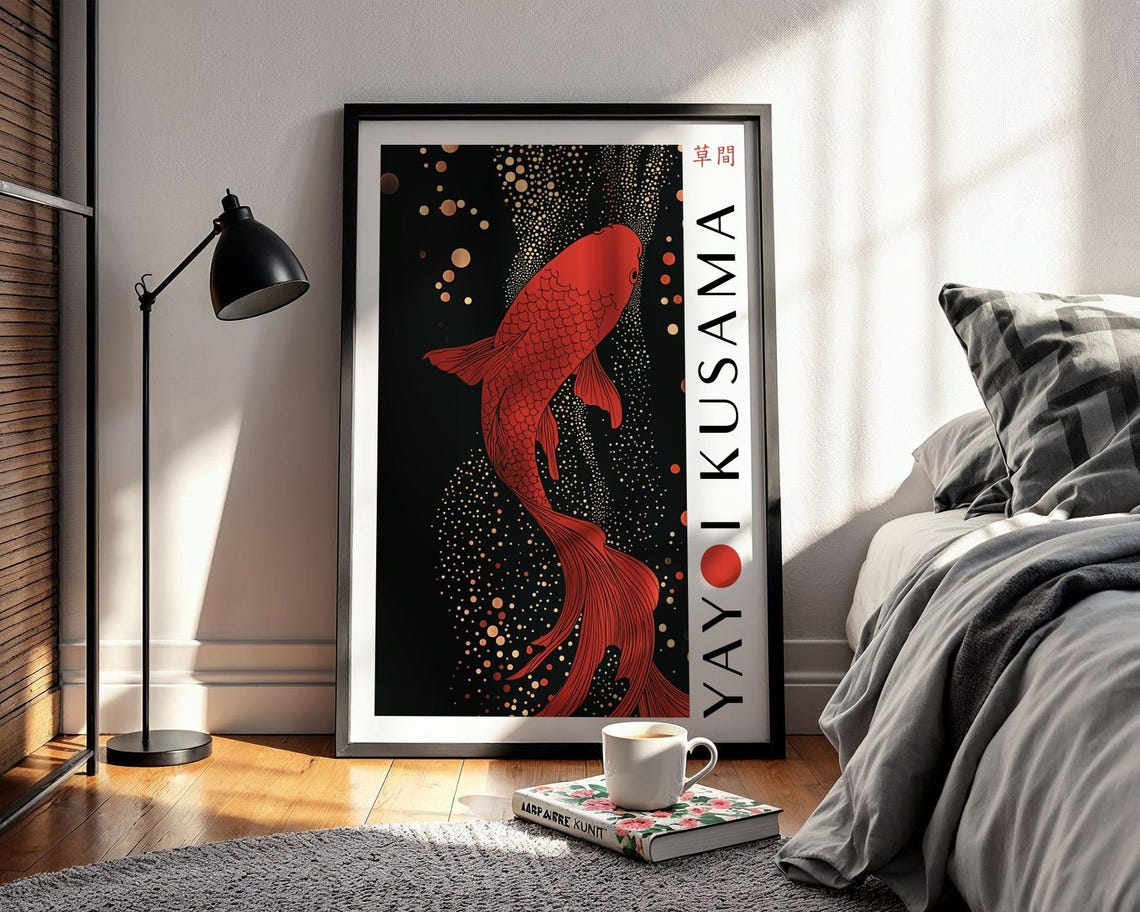 Yayoi Kusama Koi Fish Wall Art Bedroom Koi Fish Poster Koi Fish Poster Koi Fish Print Kusama Inspired Print Japanese Art Print - Image 2