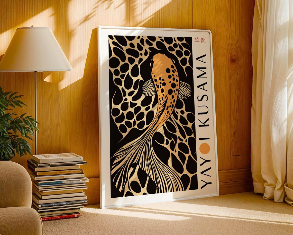 Yayoi Kusama Abstract Koi Fish Wall Art Bedroom Koi Fish Poster Koi Fish Poster Koi Fish Print Kusama Inspired Print Japanese Art - Image 3