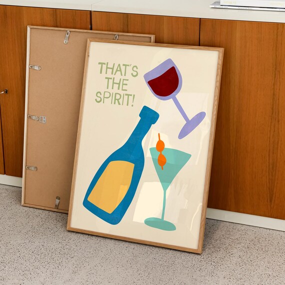 Thats the Spirit Retro Wine Martini Bar Cocktail Party Poster