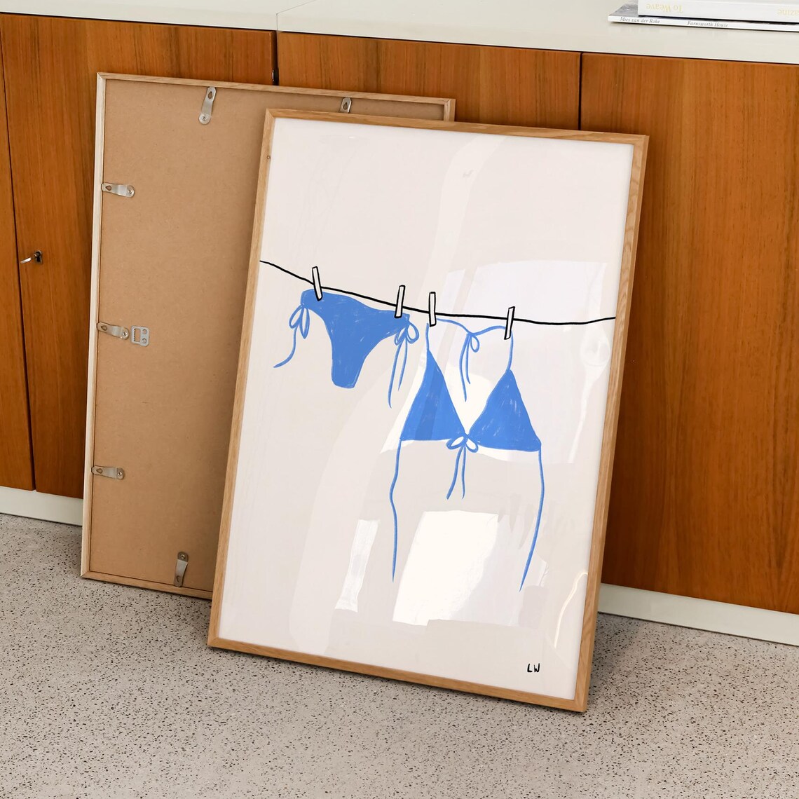 Blue Bikini On Clothesline Coastal Summer Poster