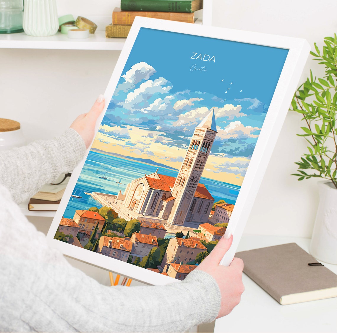 Zada Croatia Cathedral Waterfront Tower Sunset View Art Poster - Image 5