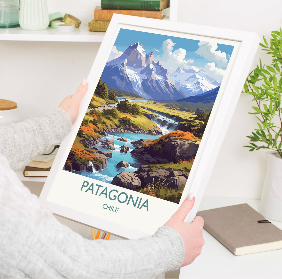 Patagonia Chile Snowcapped Peaks River Valley Vintage Travel Poster - Image 5