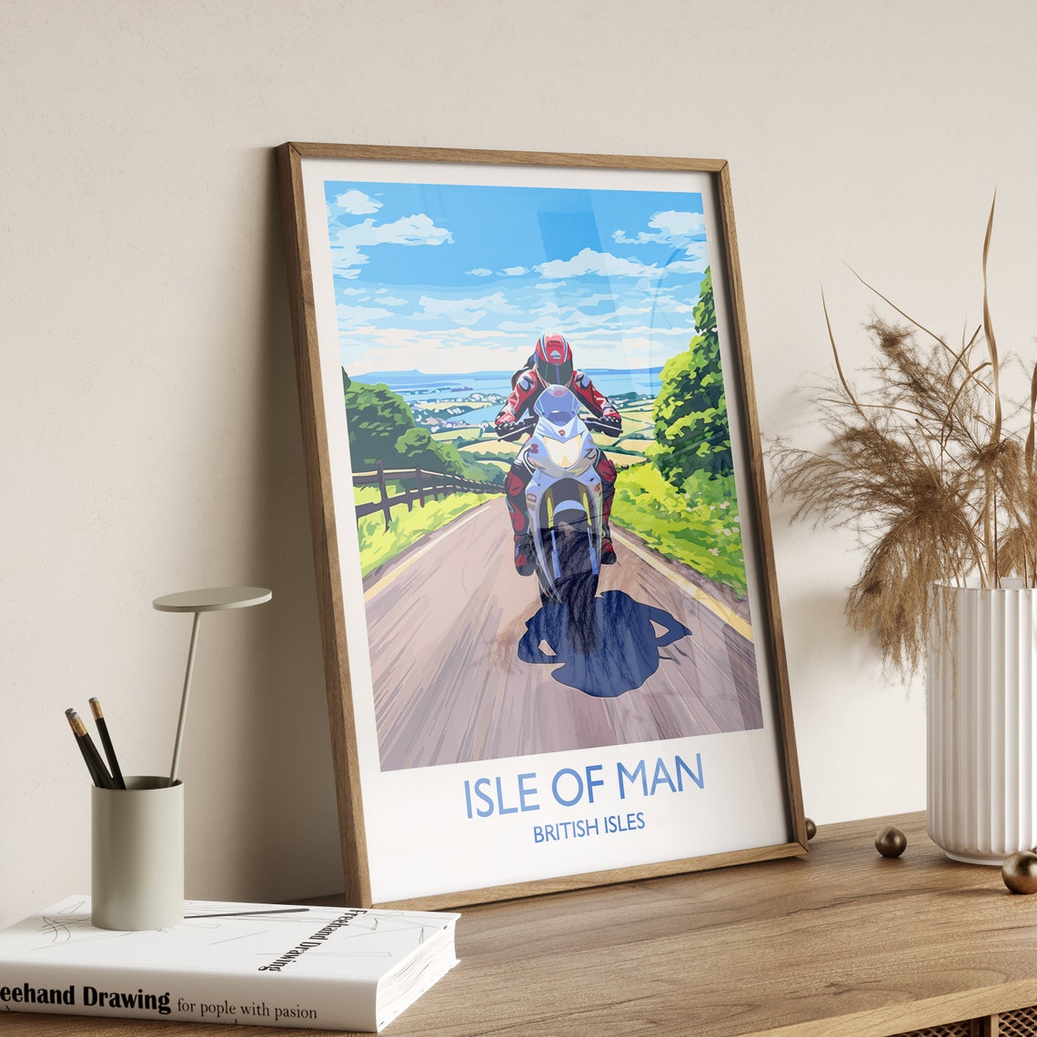 Isle Of Man Poster Motorbike Wall Art Travel Print Of Isle Of Man Motorbike Racing Art Isle Of Man Art Gift British Isles Wall Art - Image 3
