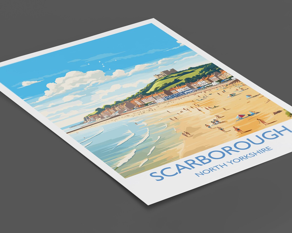 Scarborough Beach Travel Poster, North Yorkshire - Image 2
