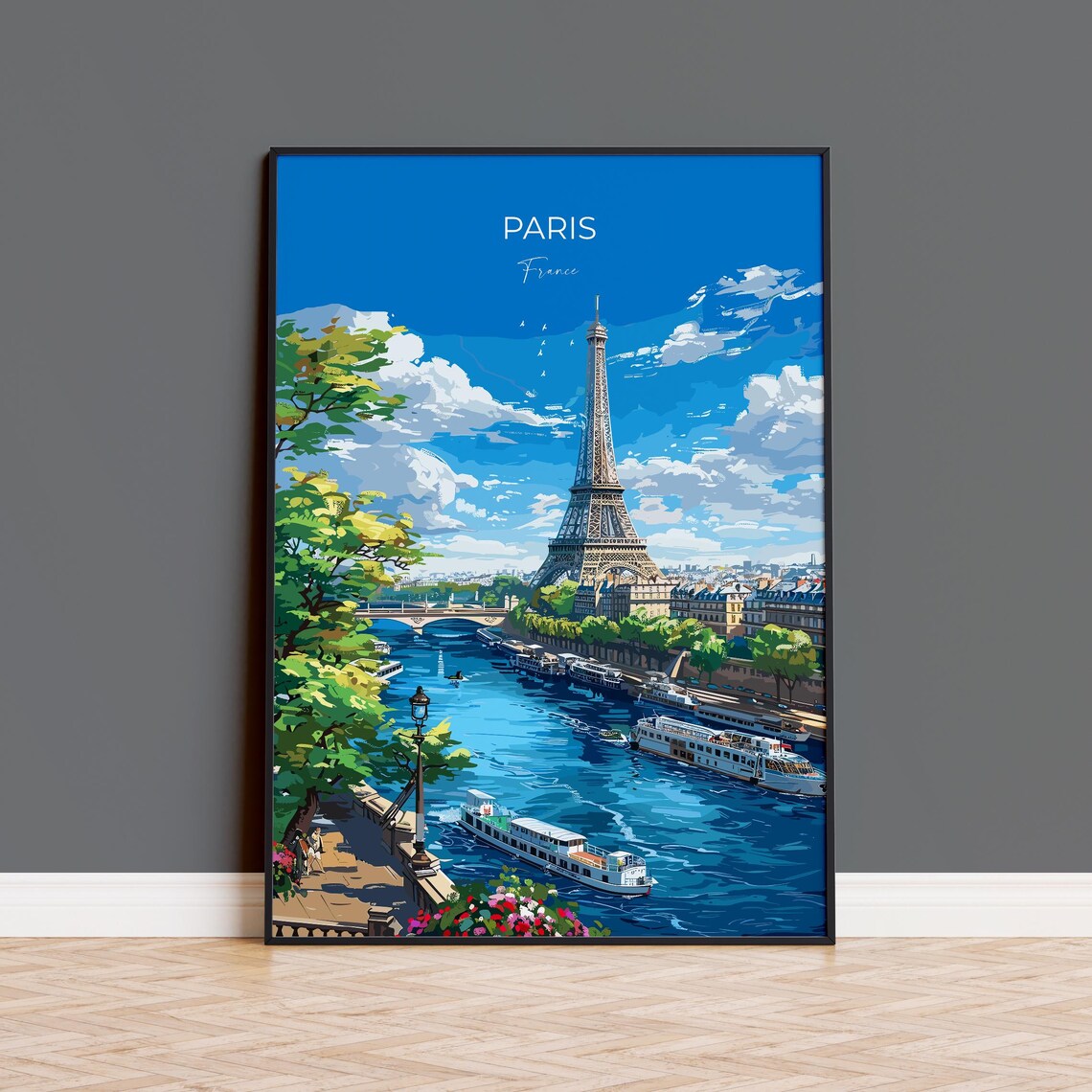Paris Travel Poster, Eiffel Tower France Art Print