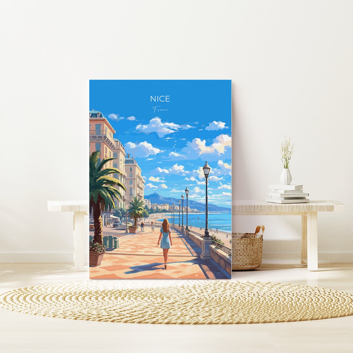 Nice Promenade des Anglais France Riviera Beachfront Scene Poster - Image 3