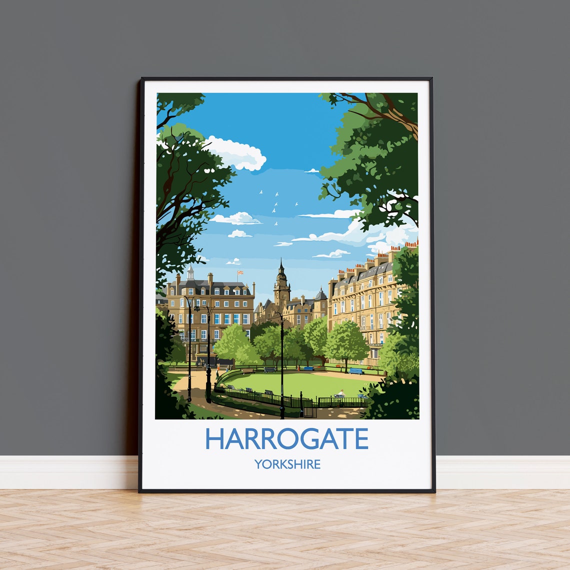 Harrogate Yorkshire Crescent Gardens Spa Town Scene Art Poster