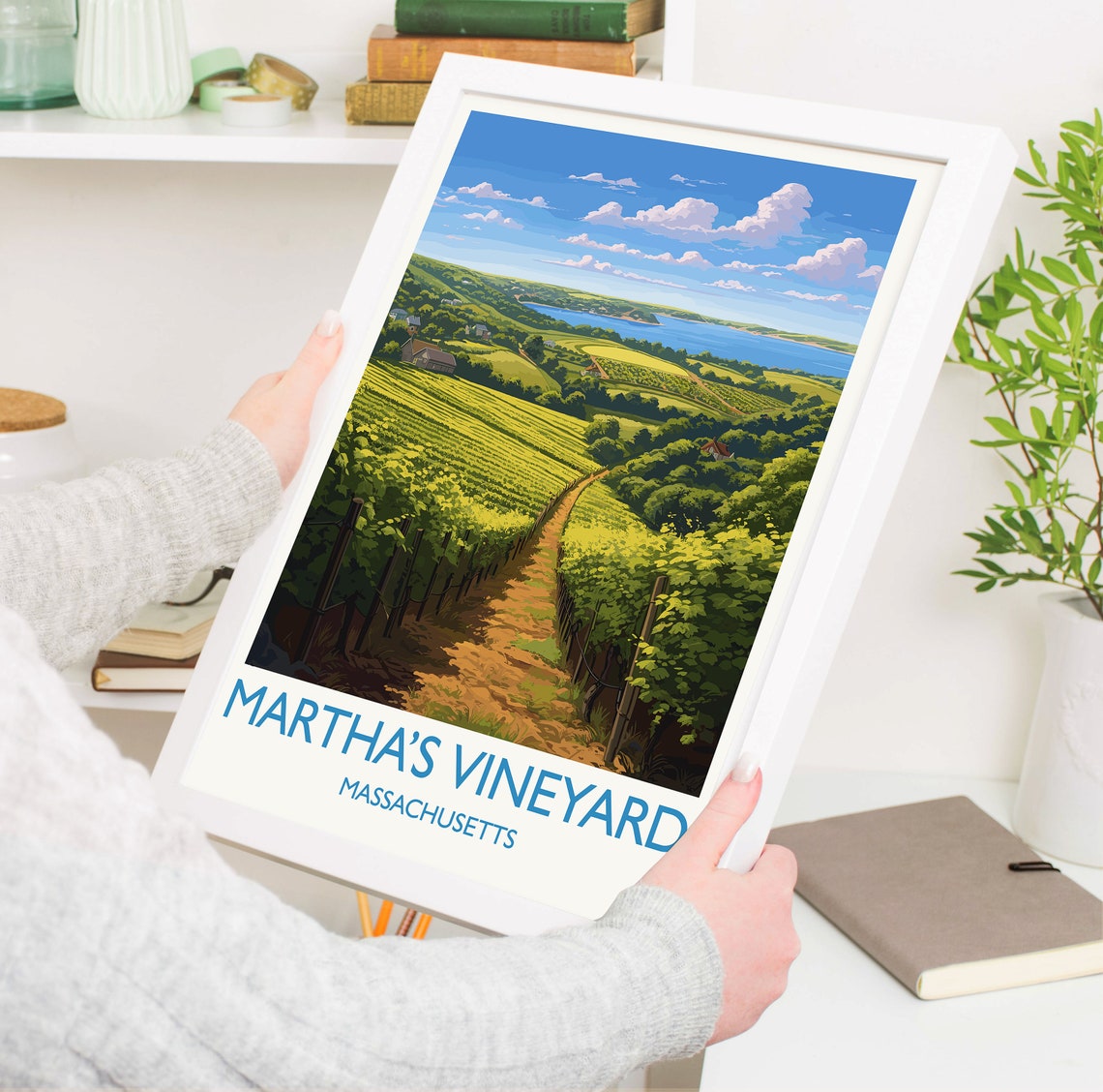 Martha's Vineyard Massachusetts Rolling Vineyards Landscape Poster - Image 5