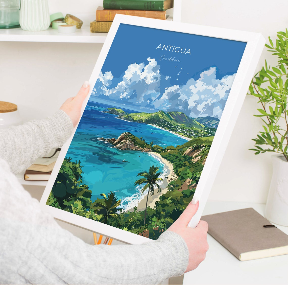Antigua Travel Print Wall Art Travel Poster Of Antigua Caribbean Antigua Art Lovers Gift Caribbean Gift Wall Art Print - Image 3