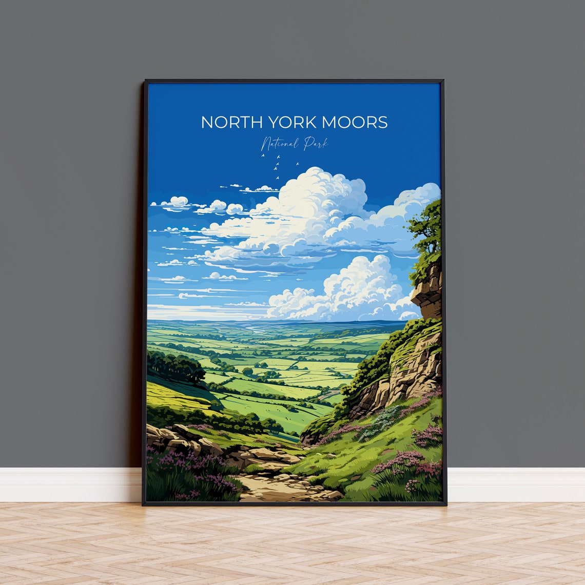 North York Moors National Park Rocky Crag Valley Vintage Poster