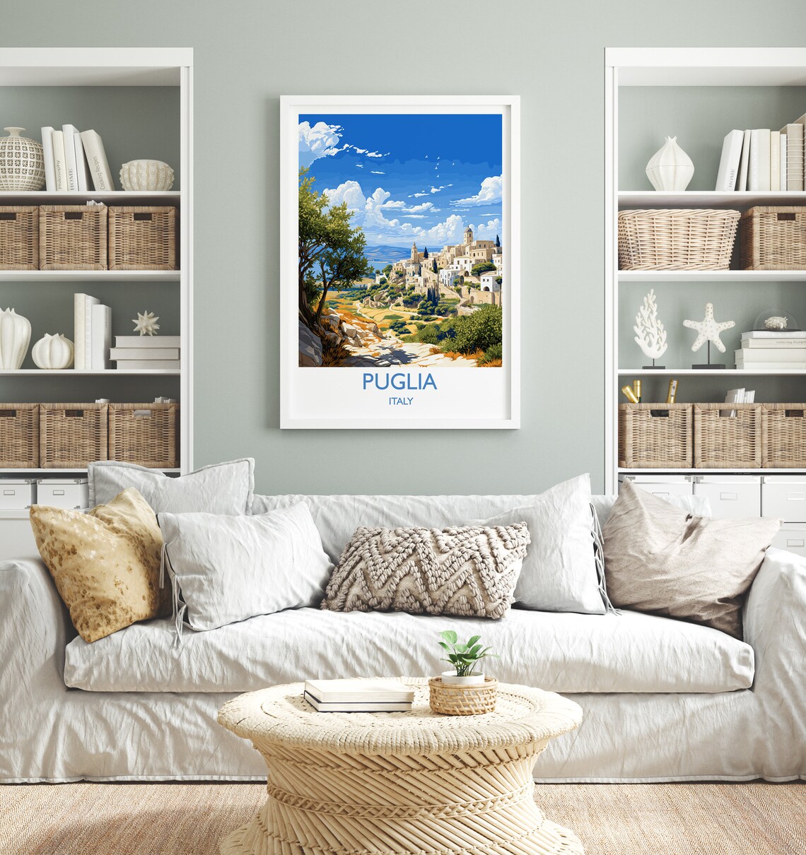 Puglia Italy White Hill Town Olive Trees Coast Travel Poster - Image 4