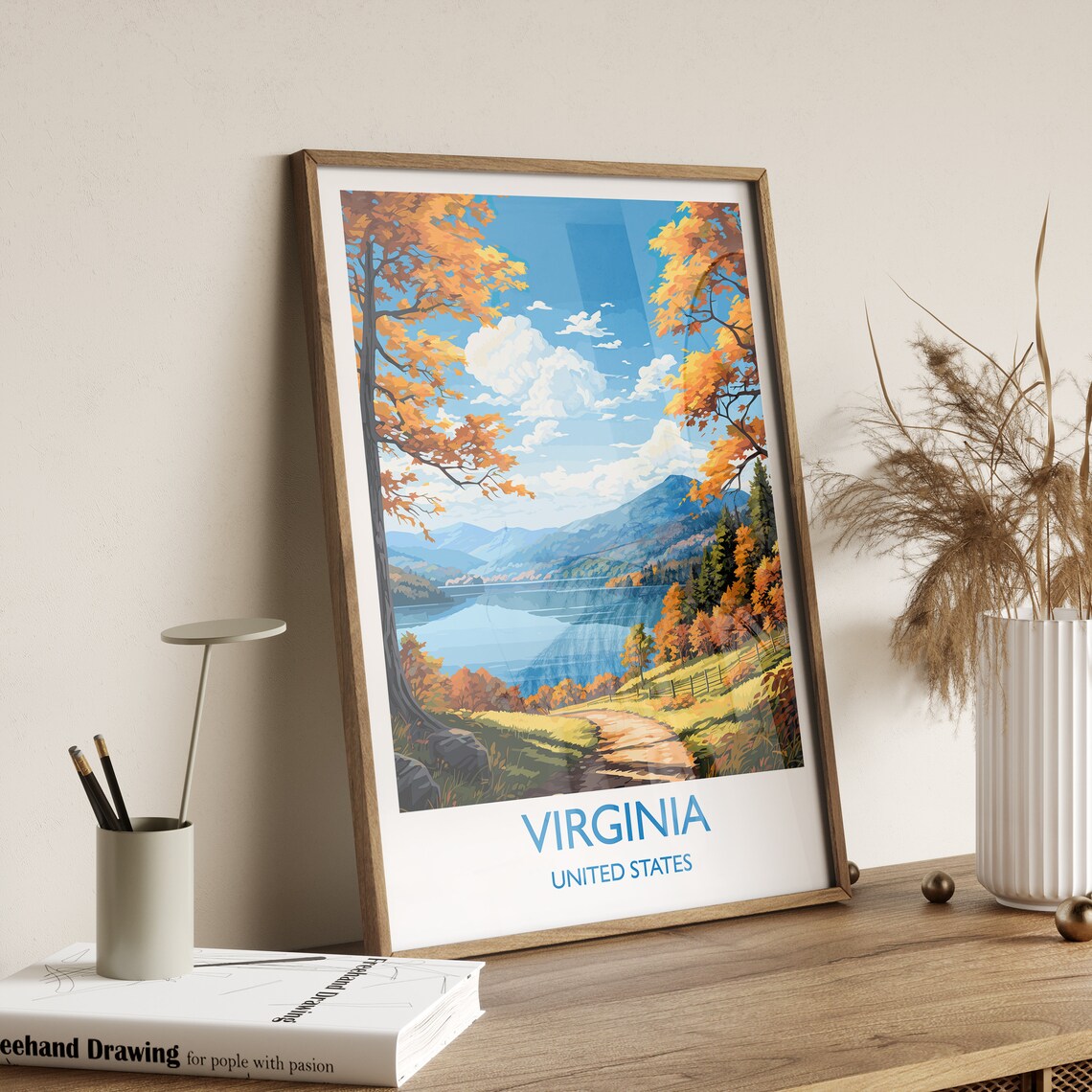 Virginia Autumn Travel Poster, Fall Seasonal Art Print - Image 3