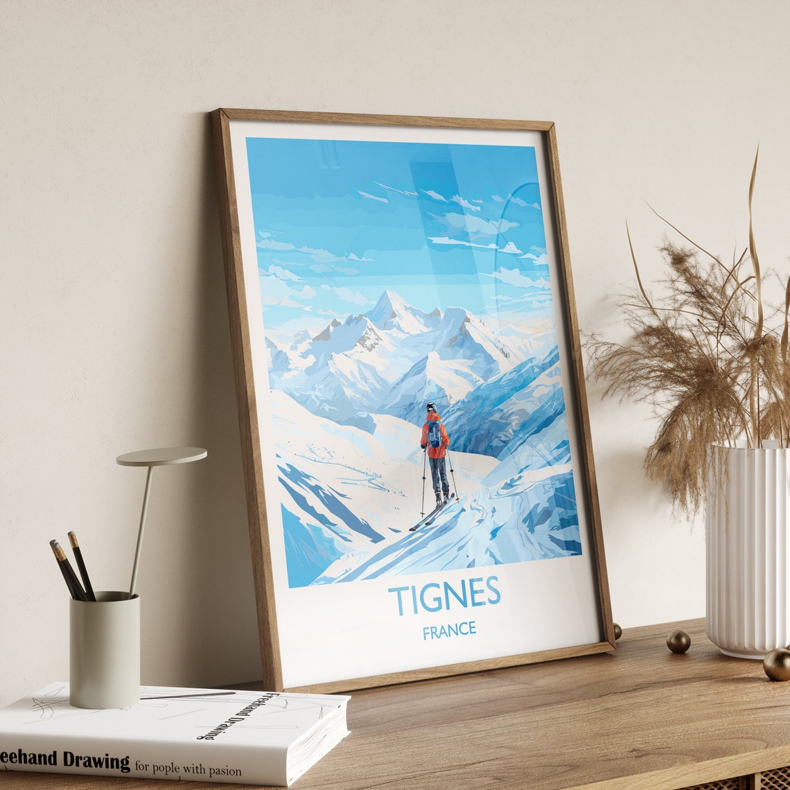 Tignes Wall Art Travel Poster Travel Print Of Tignes Ski Poster Tignes Art Gift France Ski Art Travel Gift - Image 3