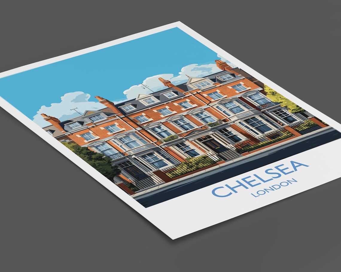 Chelsea London Red Brick Mansions West End Scene Travel Poster - Image 2