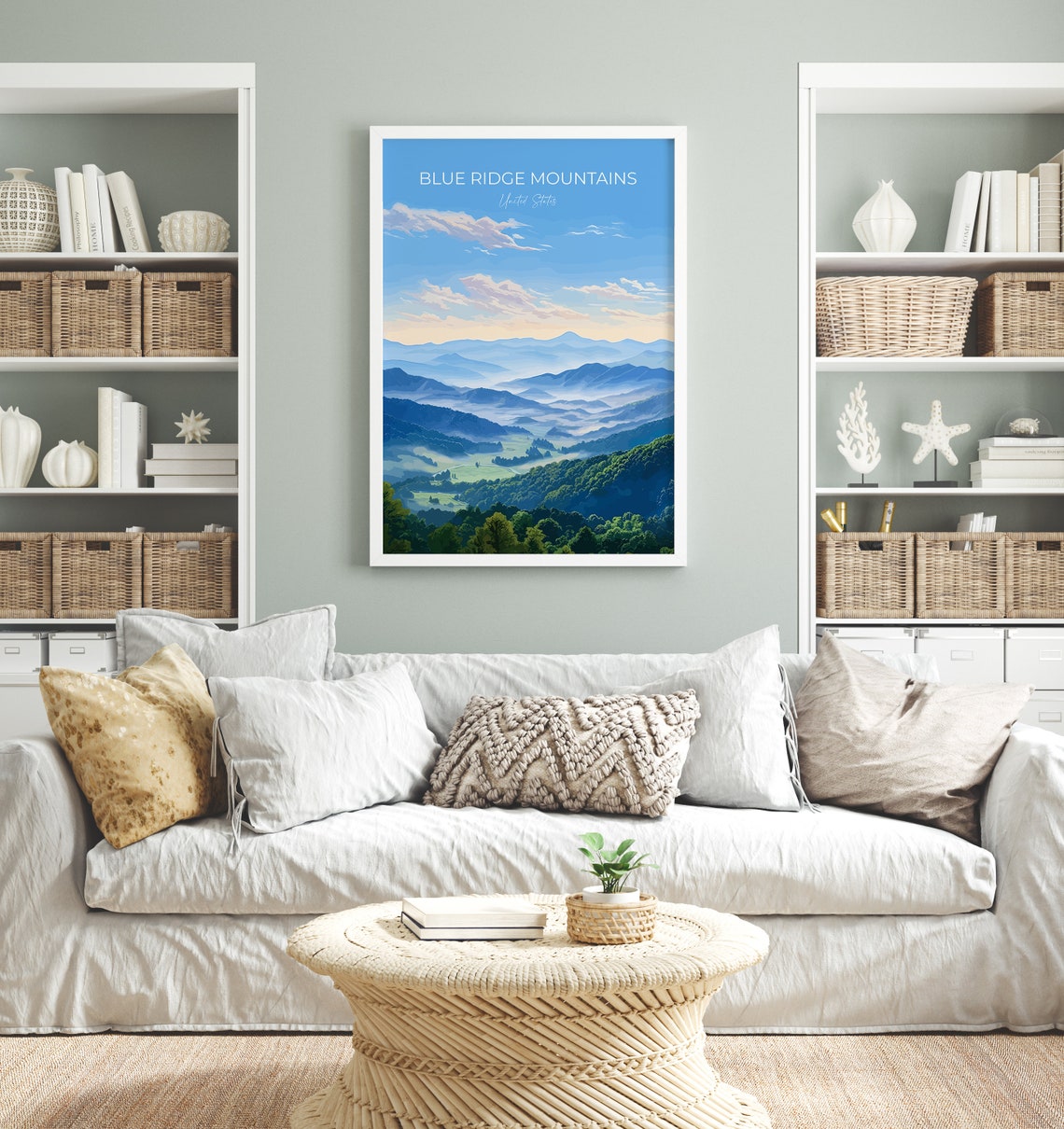Blue Ridge Mountains Misty Valley Sunrise Travel Poster Wall Decor - Image 4