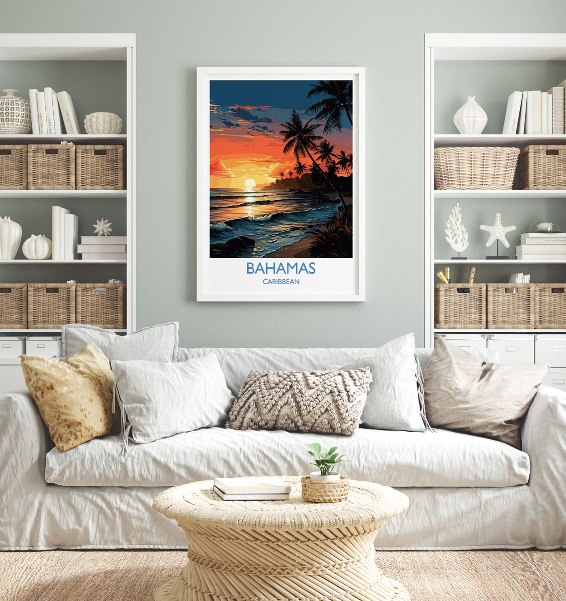 Bahamas Travel Poster Wall Art Travel Print Of Bahamas Caribbean Bahamas Sunset Art Lovers Gift Caribbean Gift Wall Art Print - Image 2