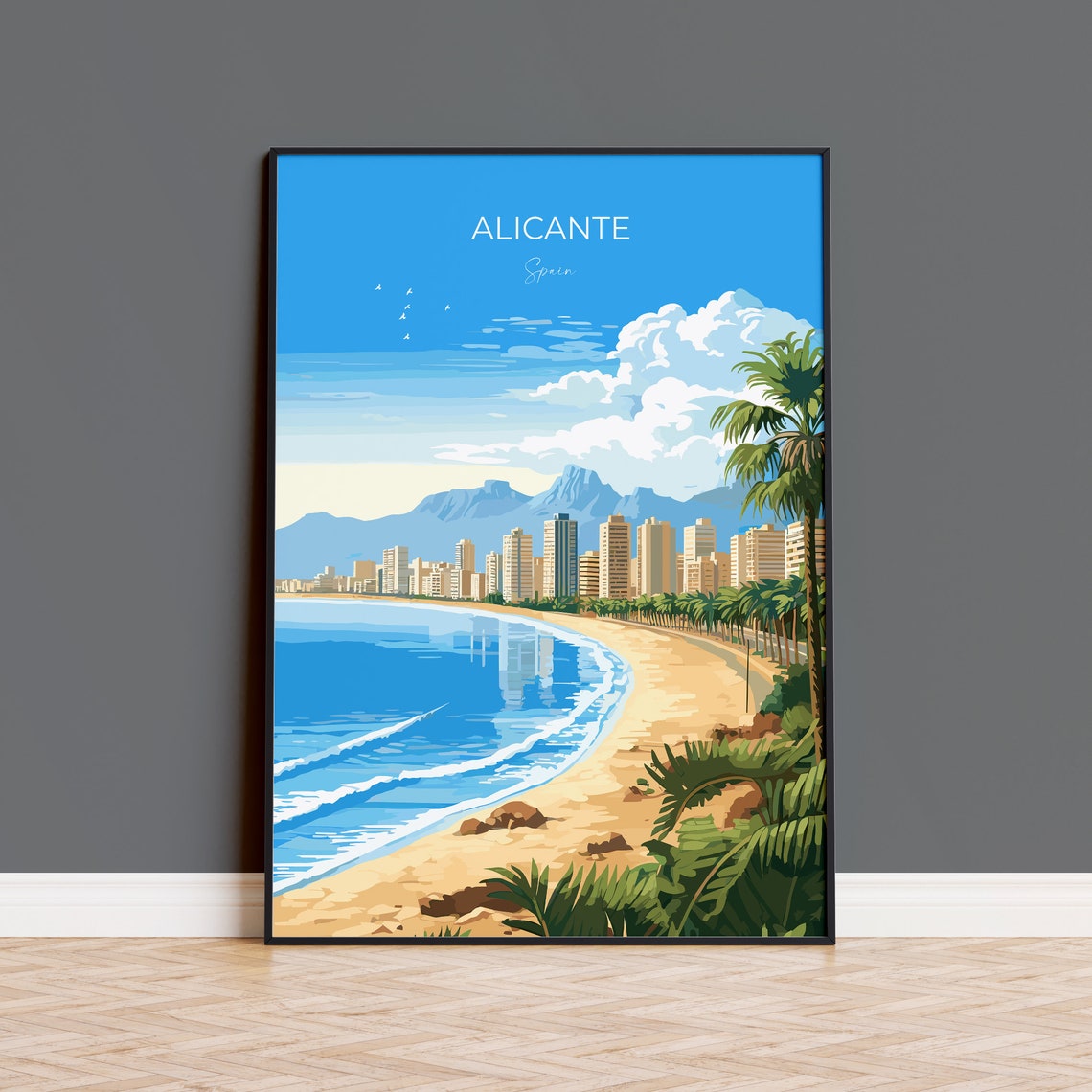 Alicante Travel Print Wall Art Travel Poster Of Alicante Spain Alicante Art Gift Spanish Coast Art