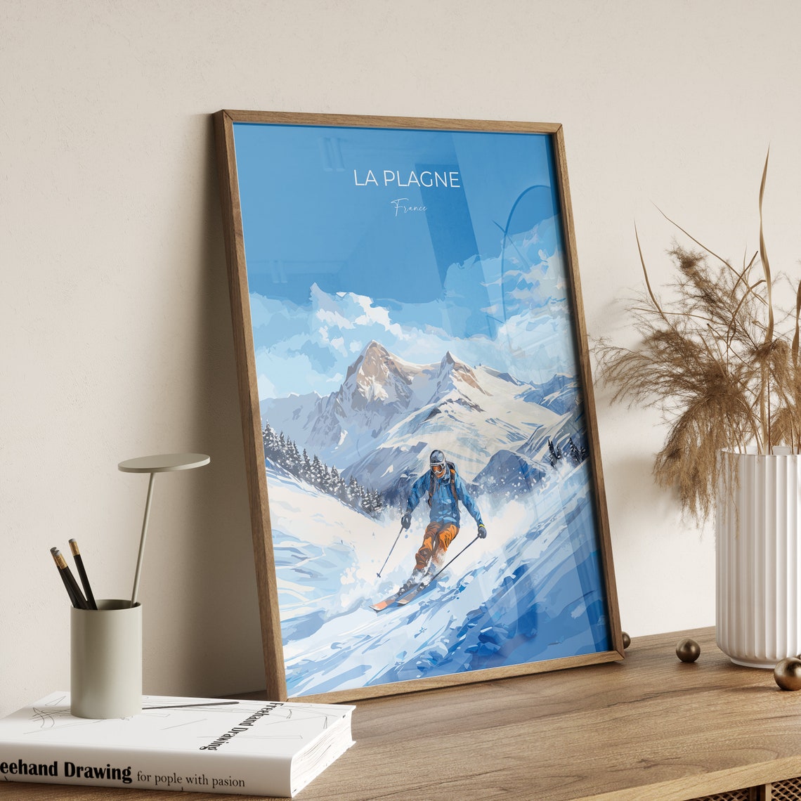 La Plagne Wall Art Travel Poster Travel Print Of La Plagne Ski Poster La Plagne Art Gift France Ski Art Travel Gift - Image 2