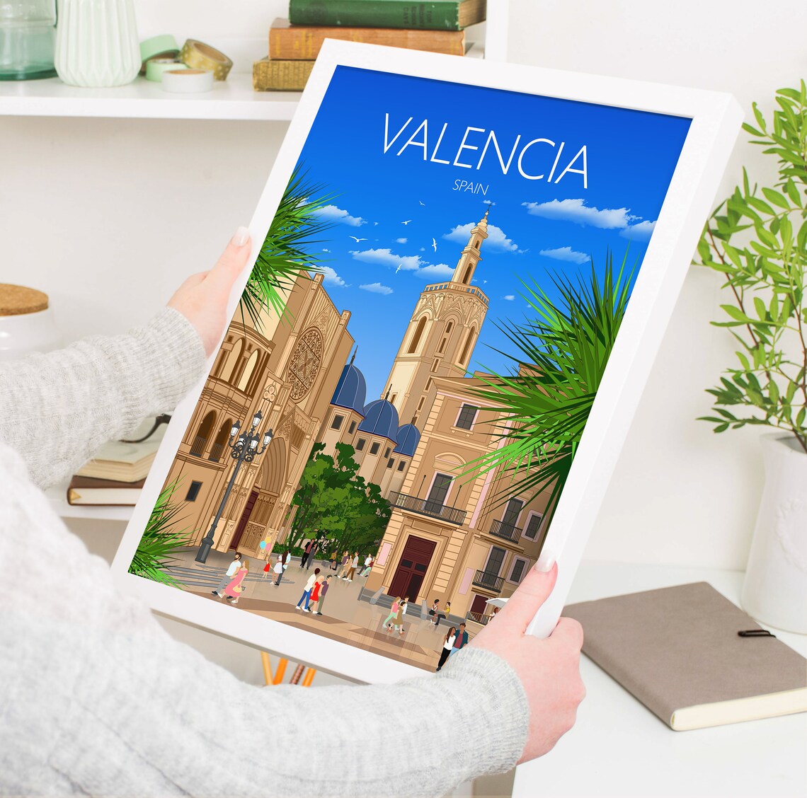 Valencia Travel Poster, Spain Cityscape Art Print - Image 5