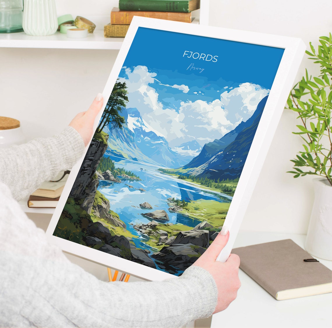 Fjords Travel Poster Travel Print Of Fjords Norway Poster Fjords Art Gift Norway Art Lovers Travel Gift - Image 5