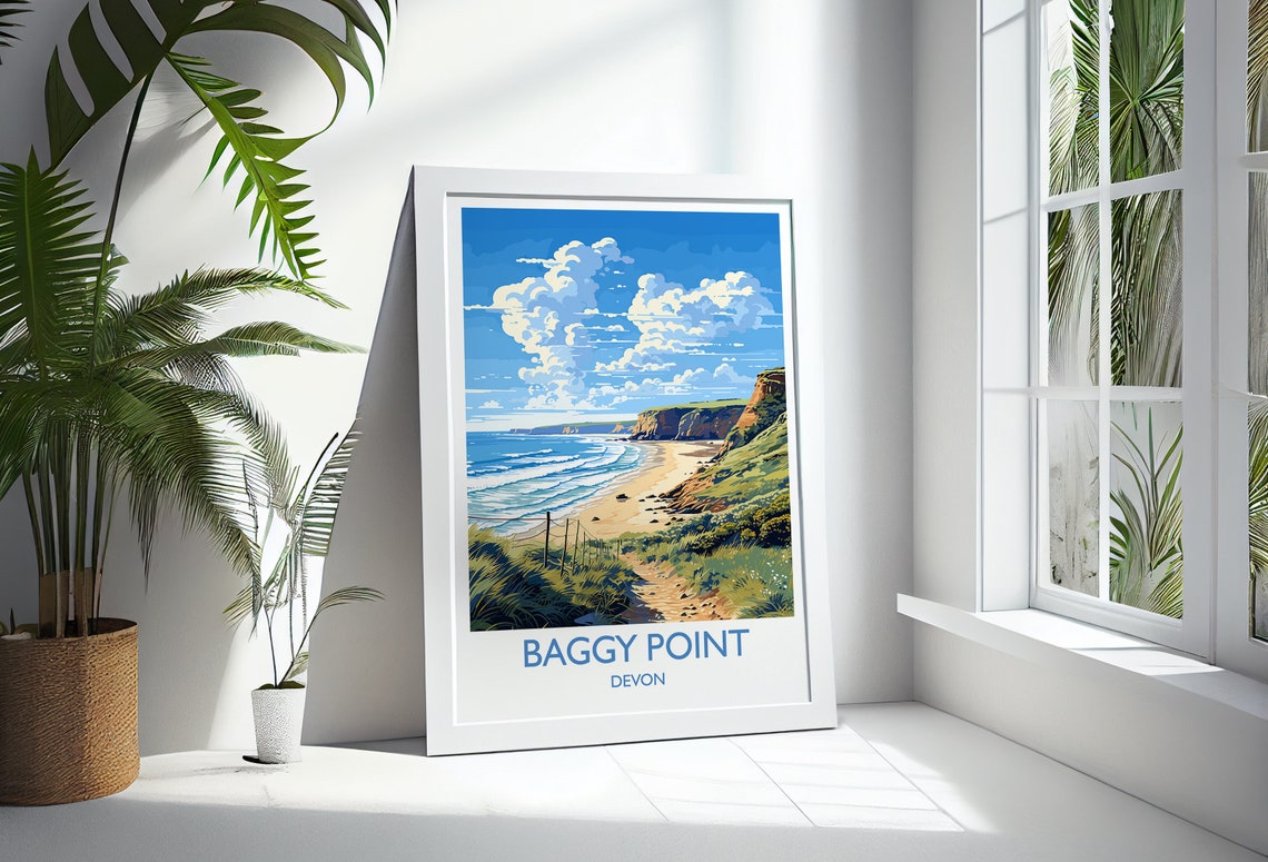 Baggy Point Devon Coastal Path Dunes Overlooking Beach Travel Poster - Image 3