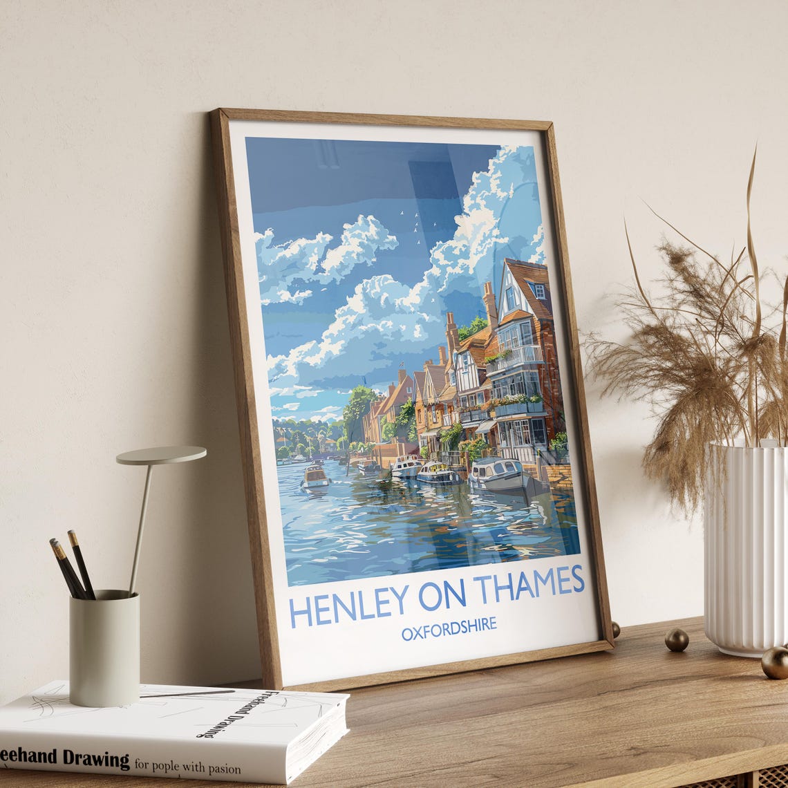 Henley On Thames Print Travel Poster Of Henley Henley On Thames Art Lovers Gift Oxfordshire English Countryside Wall Art Print - Image 3