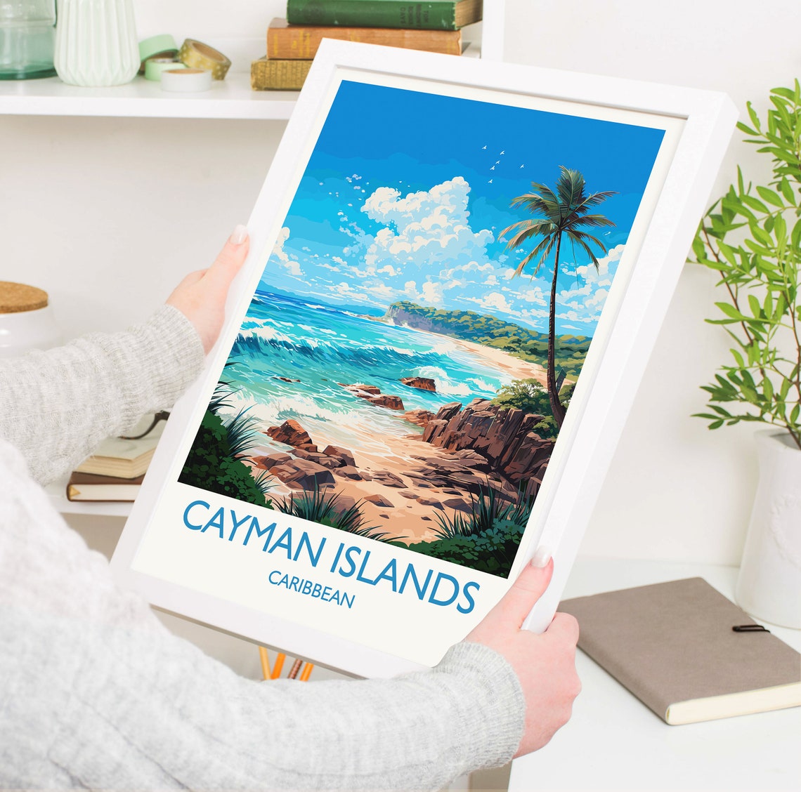 Cayman Islands Caribbean Beach Palm Shore Vintage Travel Poster - Image 5