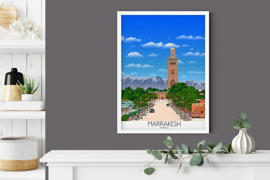 Marrakesh Koutoubia Minaret Market Square Morocco Travel Poster - Image 4