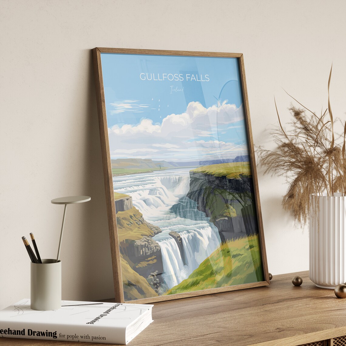 Gullfoss Falls Travel Poster, Iceland Art Print - Image 2