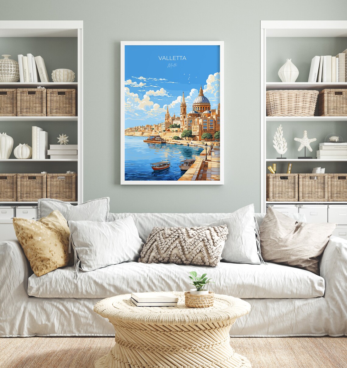 Valletta Malta Harbor Waterfront Domed Church Coastline Poster - Image 4