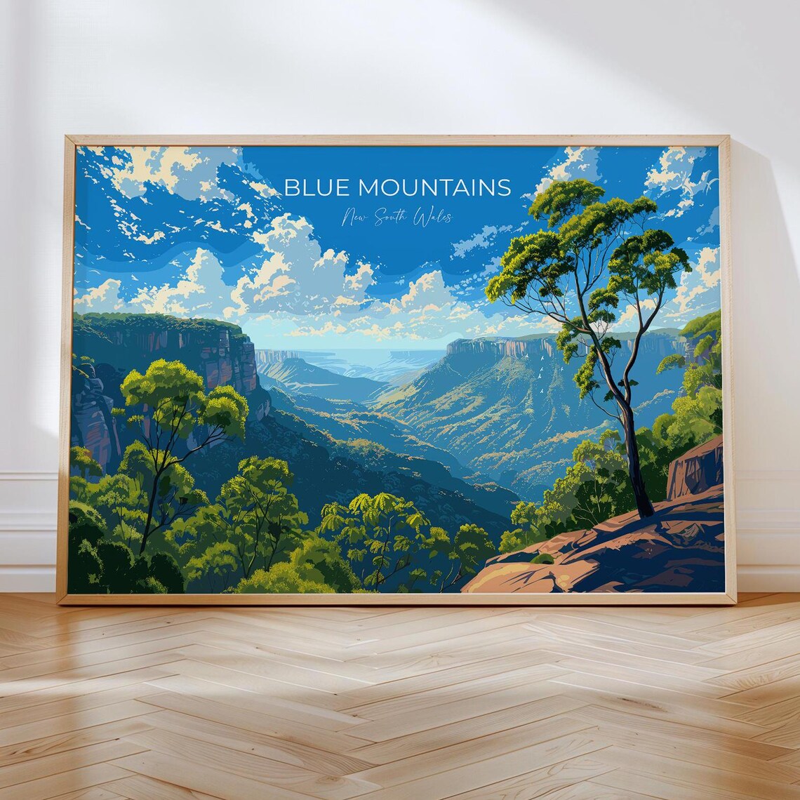 Blue Mountains New South Wales Canyon Viewpoint Travel Poster