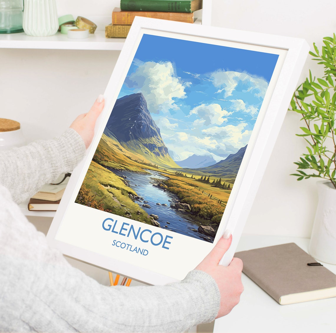 Glencoe Scotland Highland Valley River Mountain View Art Poster - Image 5