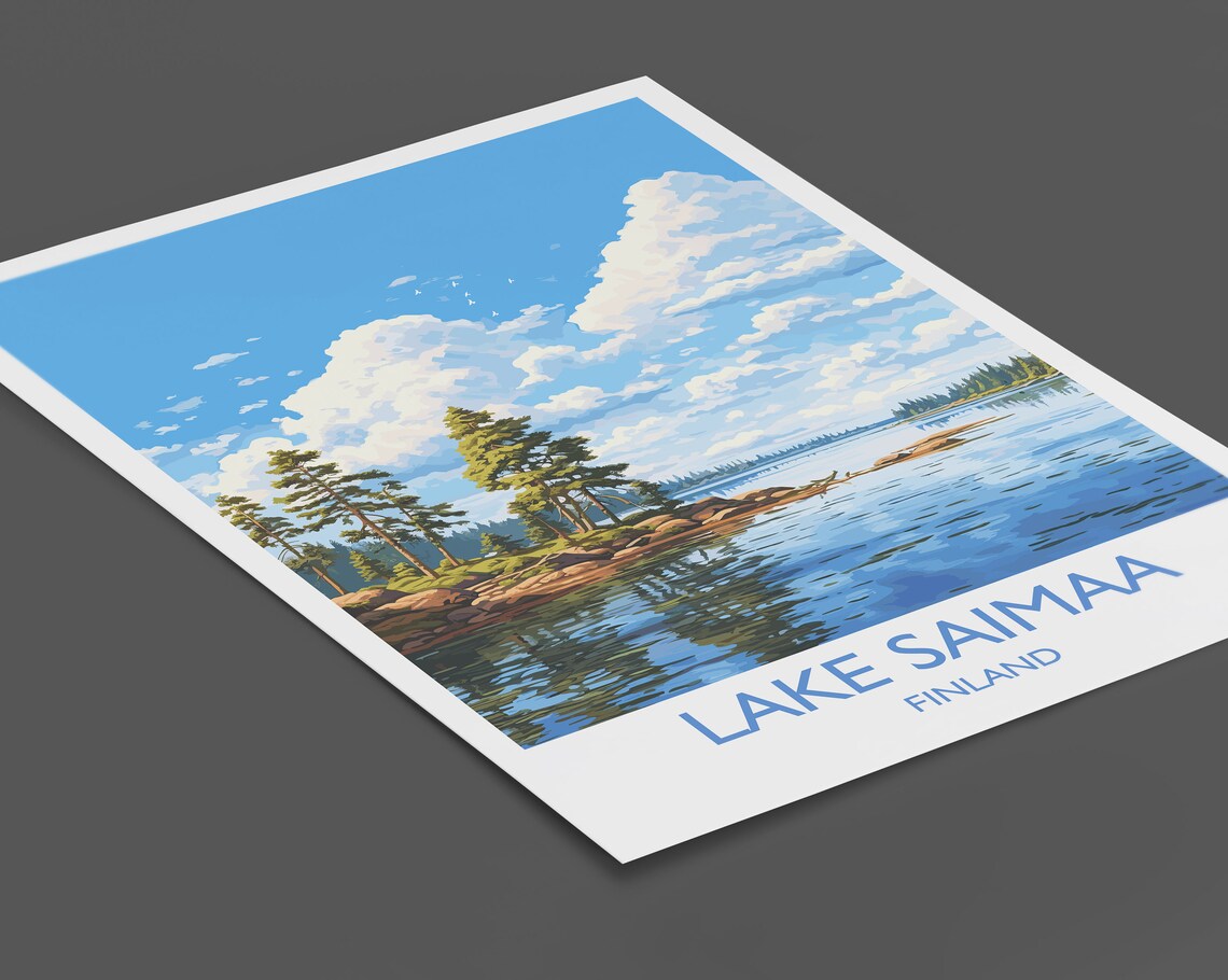 Lake Saimaa Finland Rocky Pine Shore Lake View Travel Poster - Image 2