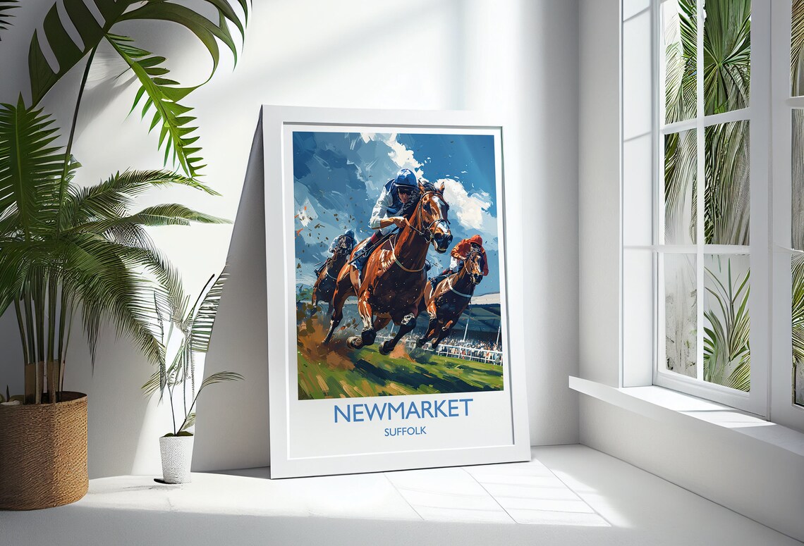 Newmarket Travel Poster, Suffolk England Art Print - Image 3