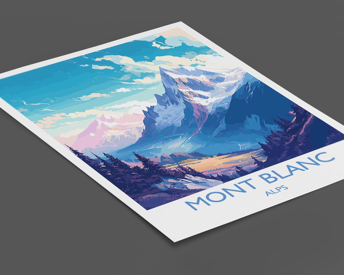 Mont Blanc Travel Poster, Alps Mountain Art Print - Image 2