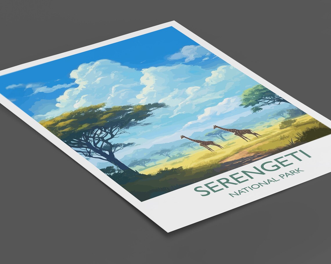 Serengeti Travel Poster, Tanzania National Park Art - Image 2