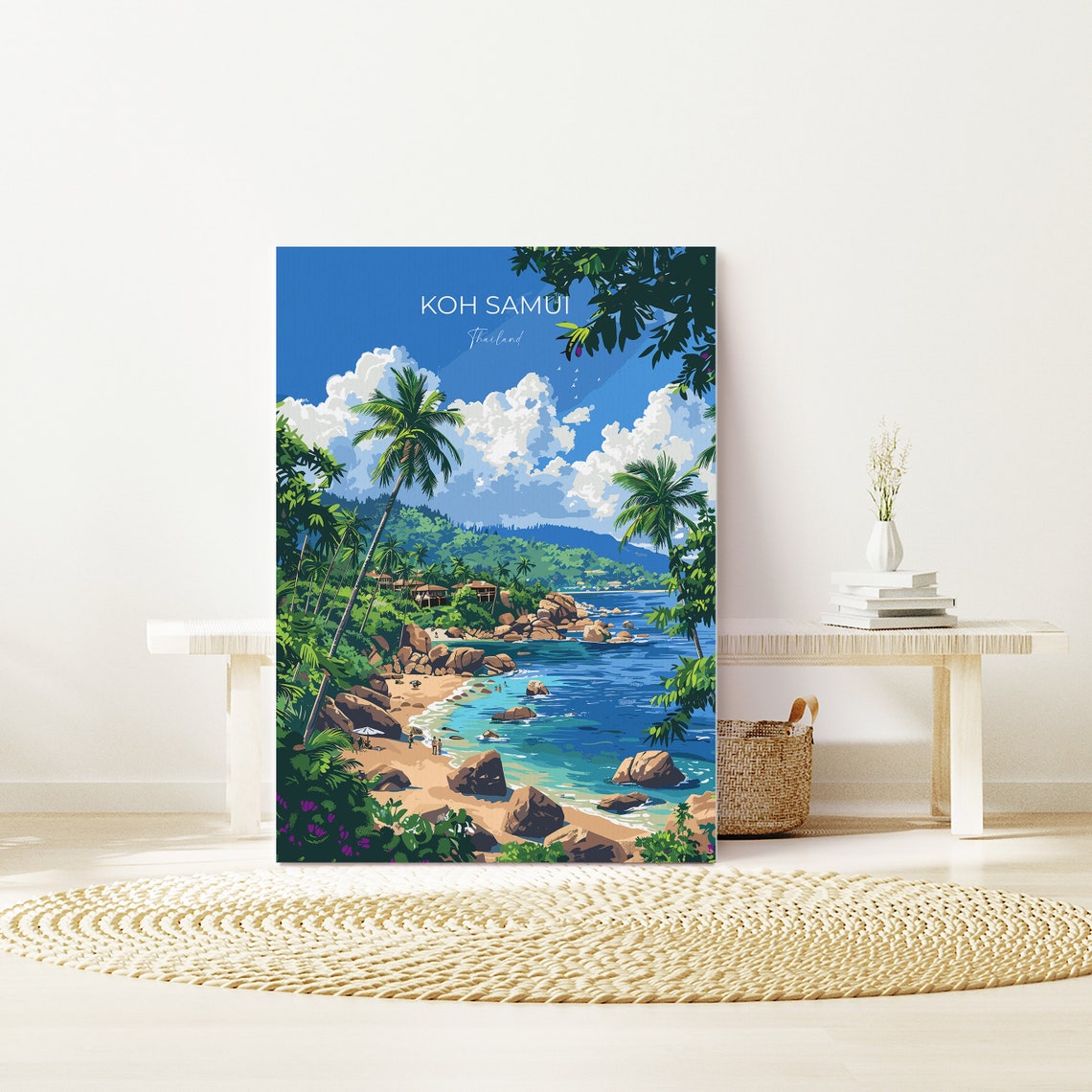 Koh Samui Thailand Palm Beach Rocky Shore Blue Sea Travel Poster - Image 2