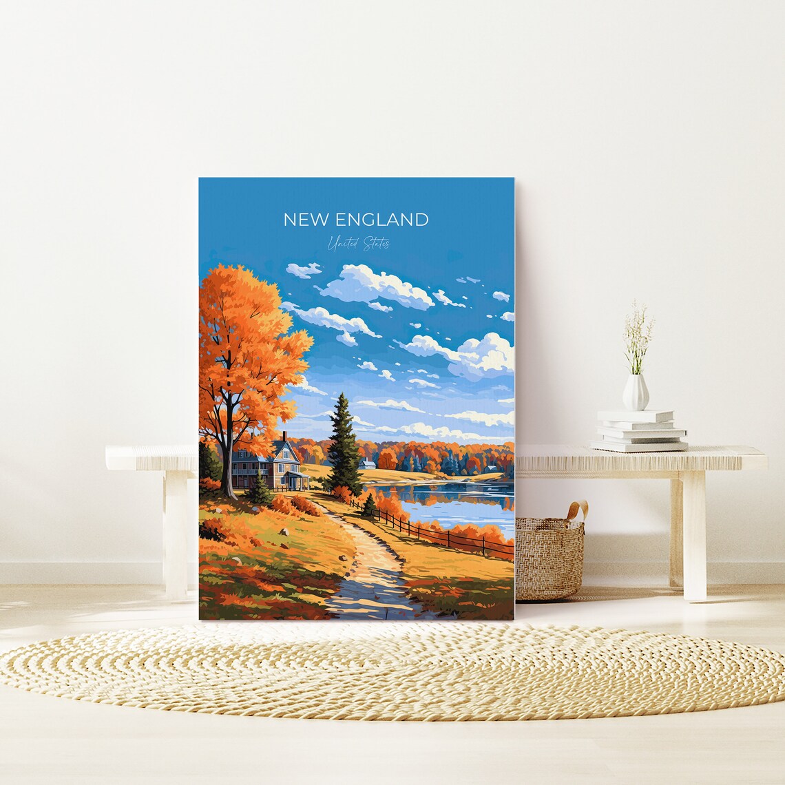 New England Travel Poster, Autumn Fall Art Print - Image 3