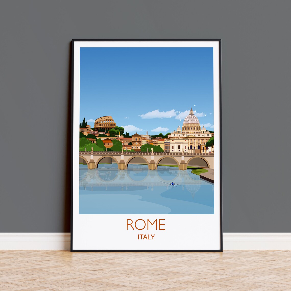 Rome Travel Poster, Italy Cityscape Art Print